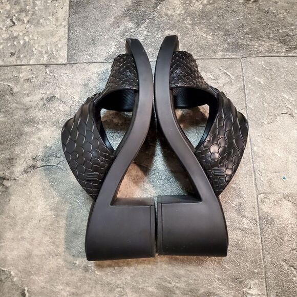 Melissa x Baja East Collab Black Python Strappy Block Heel Slide PVC Sandals 7 - Picture 5 of 8